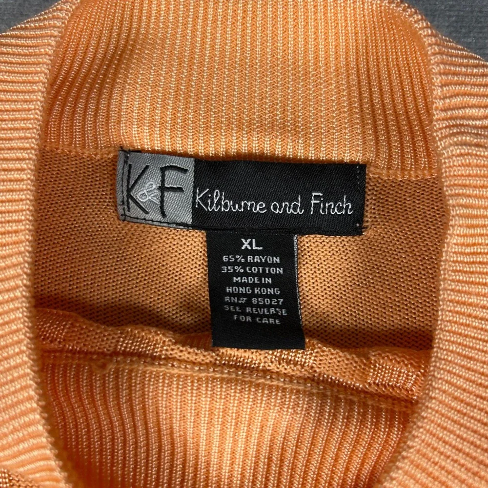 Kilburne and Finch Mens XL Orange Textured Checkerboard Rayon Cotton Sweater